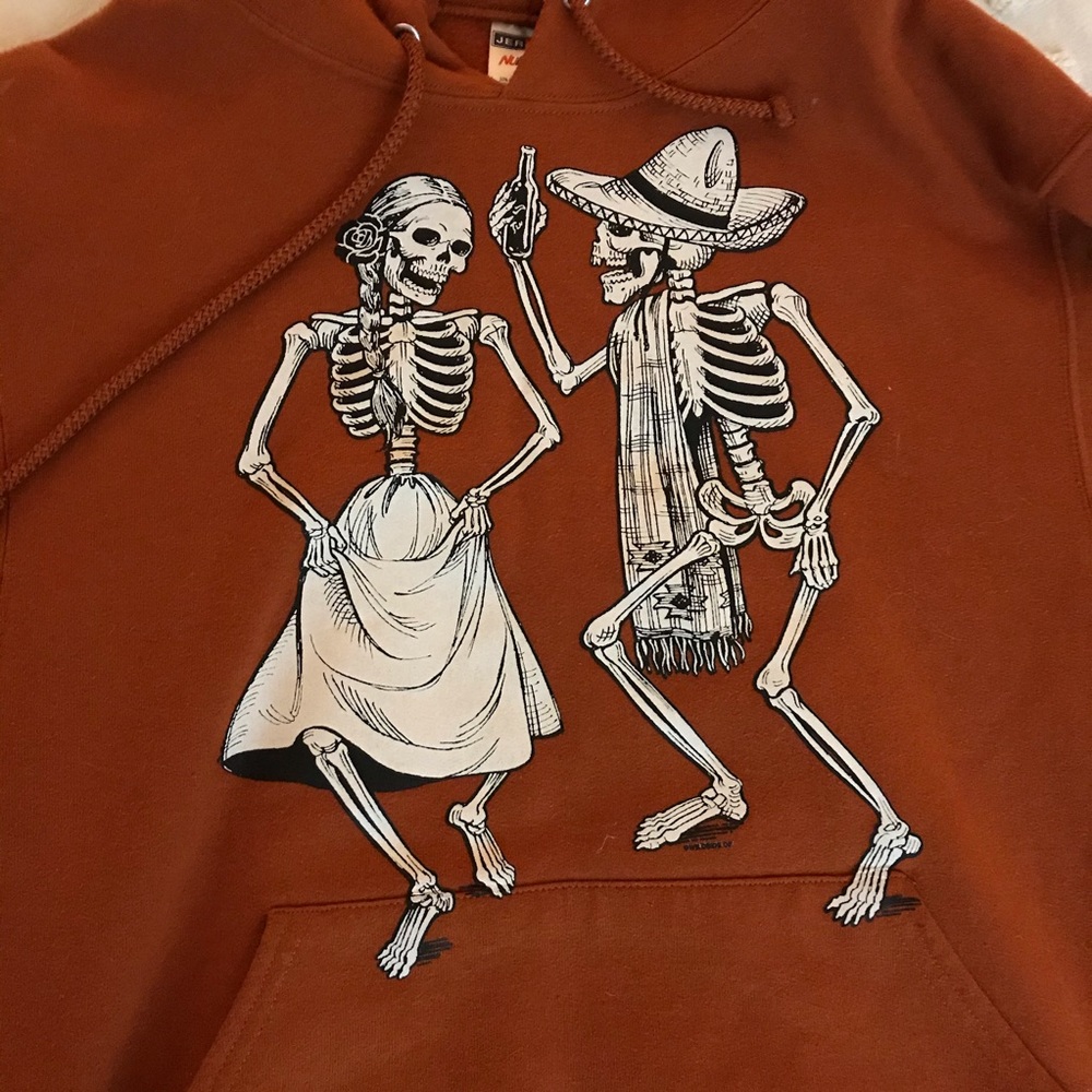 Dancing Skeleton Hoodie / Burnt Orange